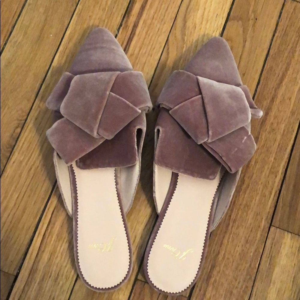 J crew velvet bow flats never worn 9